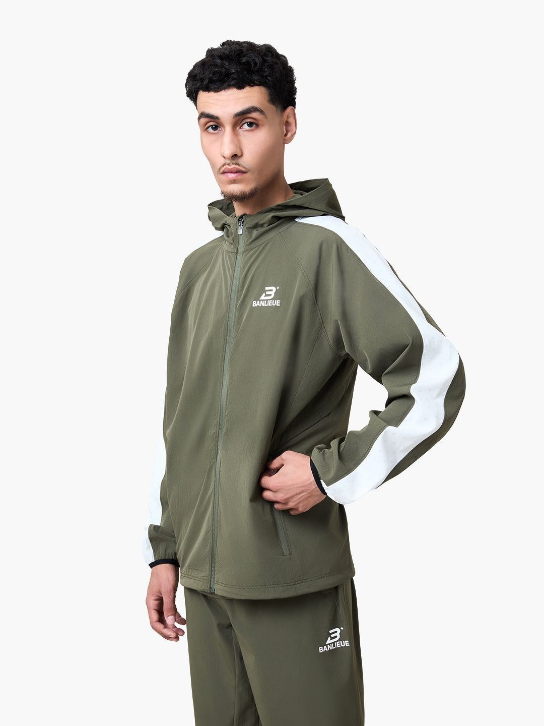 PERFORMANCE HOODED TRACKTOP | OLIVE  | SEEDING