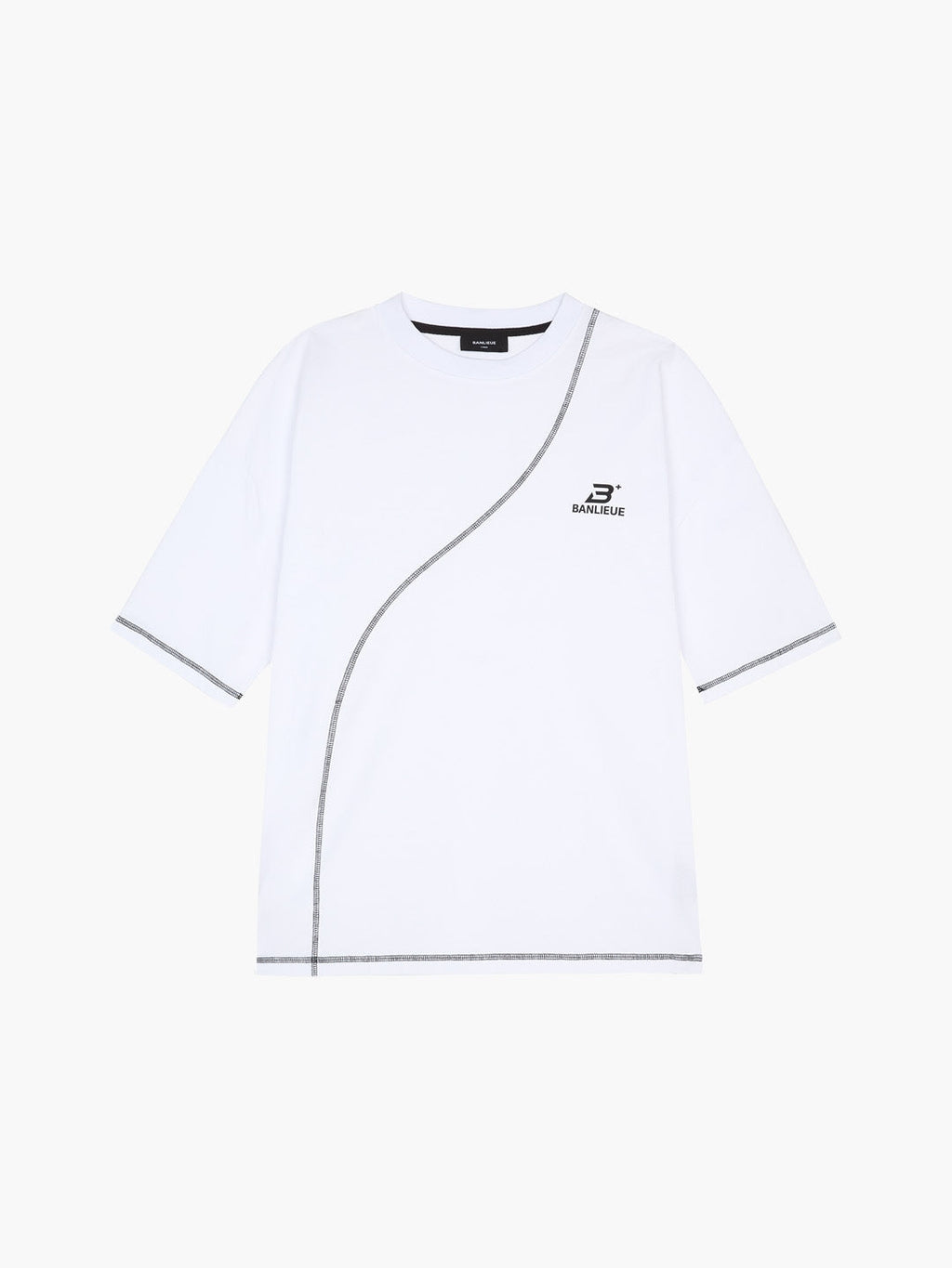 CONTRAST STITCH T-SHIRT | WHITE / BLACK