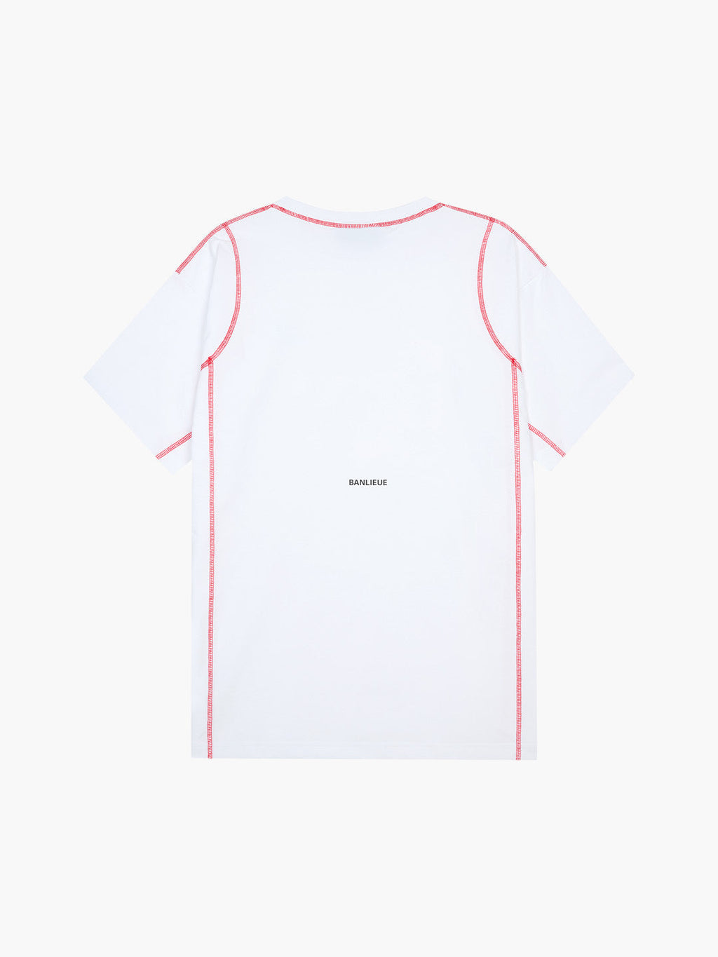 CONTRAST STITCH T-SHIRT | WHITE / RED